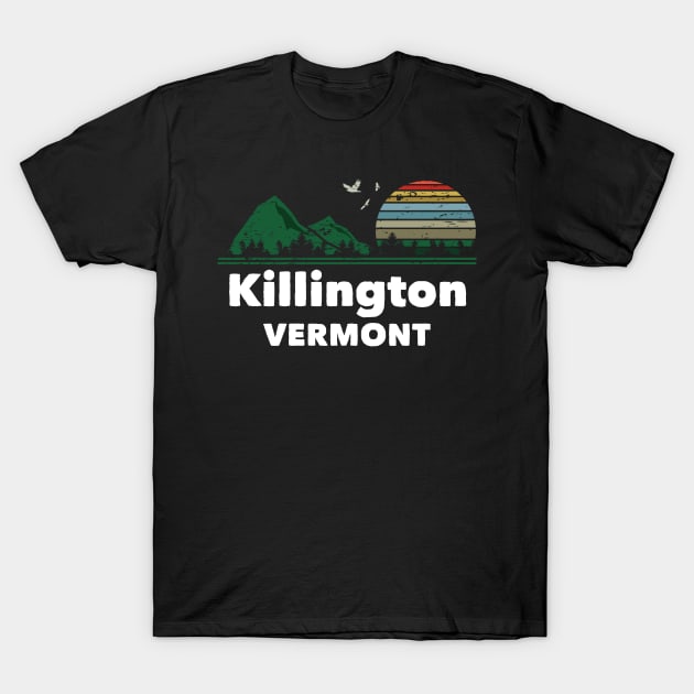 Mountain Sunset Flying Birds Outdoor Killington Vermont T-Shirt by greenrepublicmerch